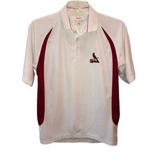 St. Louis Cardinals Antigua Mens Medium White Red Short Sleeve Polo Shirt